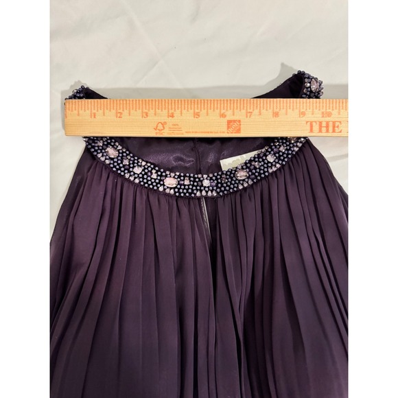 Eliza J New York Purple Beaded Halter Neck Chiffon Gown Women 16W - Picture 9 of 13